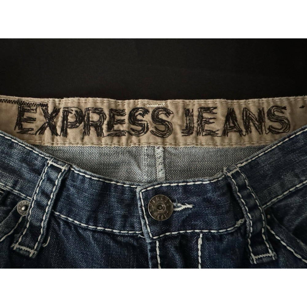 Express Mens 34x31 Jeans Classic Low Rise Boot Cut Kingston Denim *see Note* - Picture 16 of 16